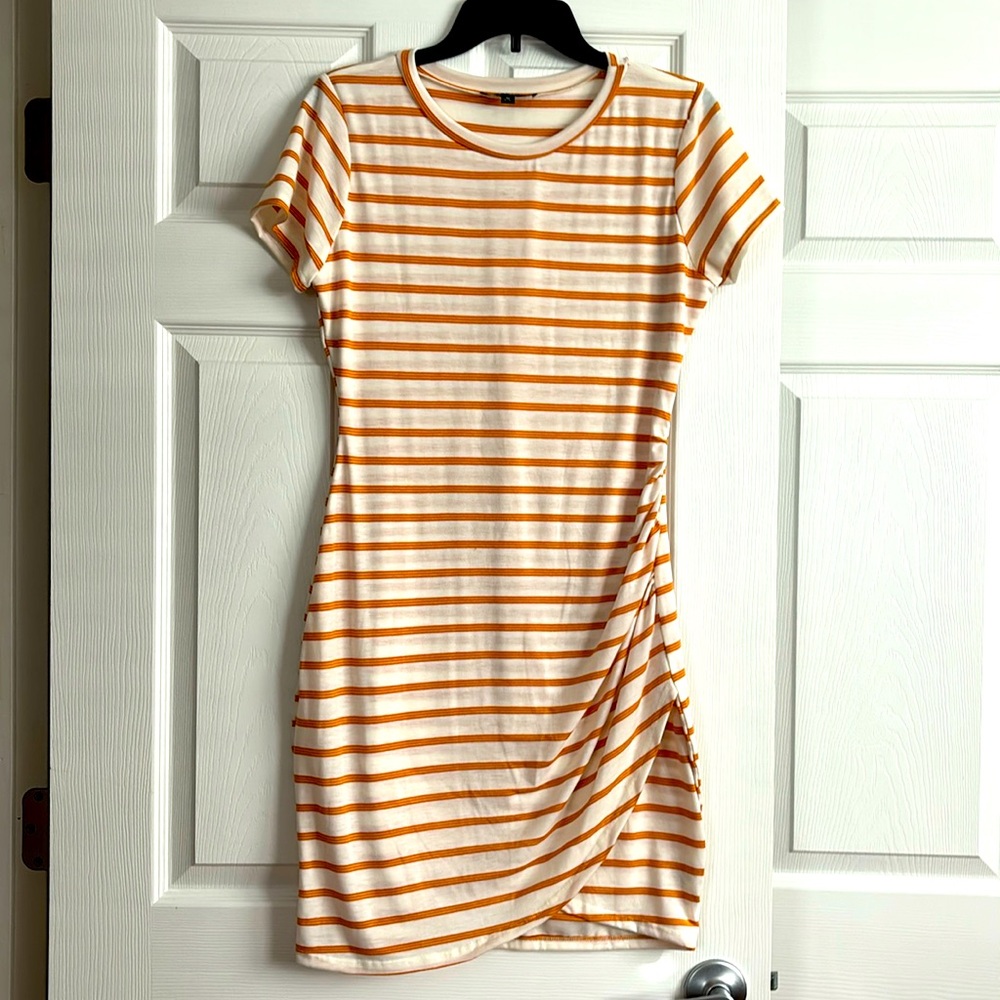 Lulu's Orange and White Striped Midi Dress
